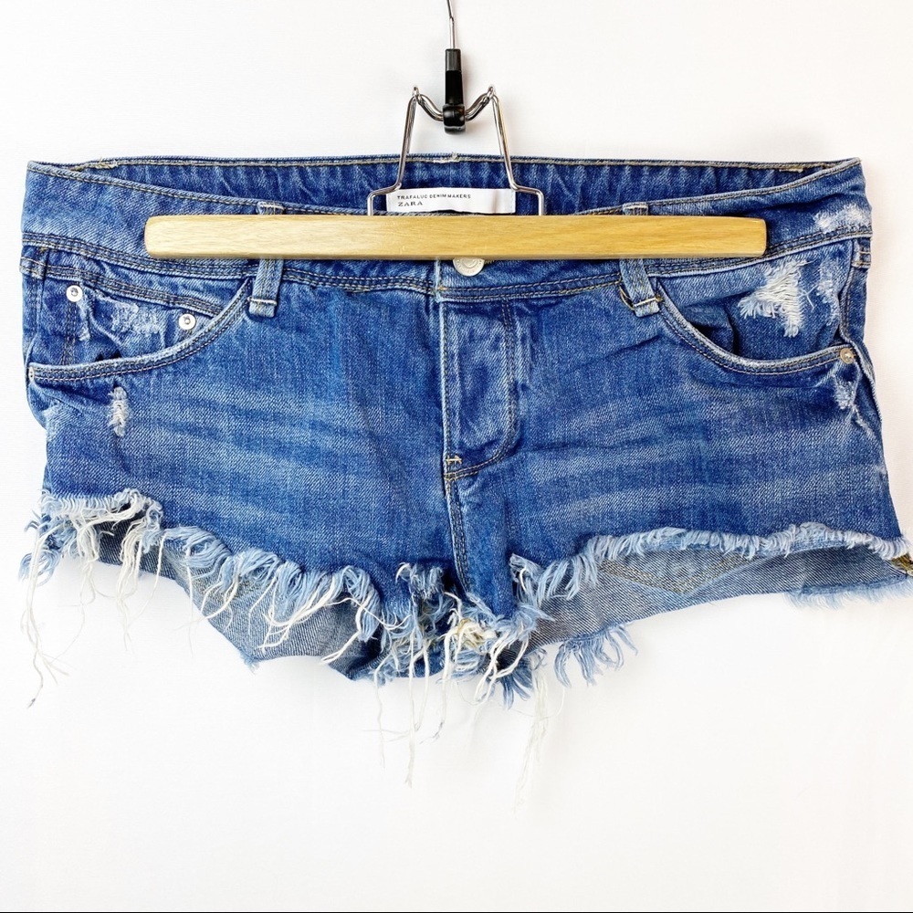 Zara Trafaluc Distressed Denim Cut-off Short